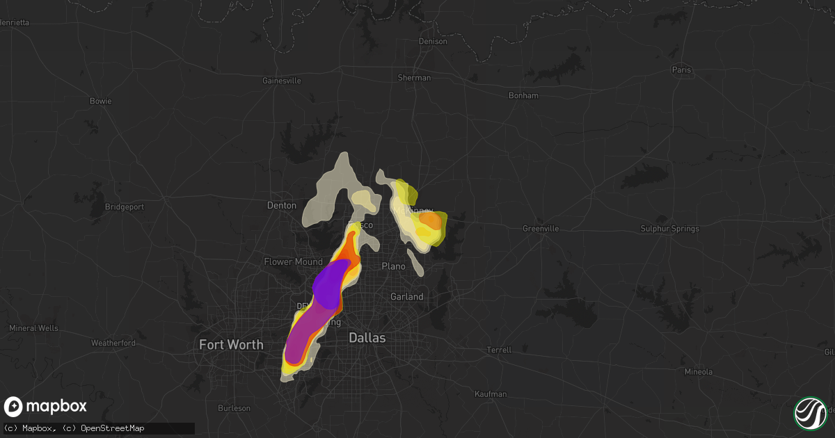Hail map in Mckinney, TX on June 5, 2018