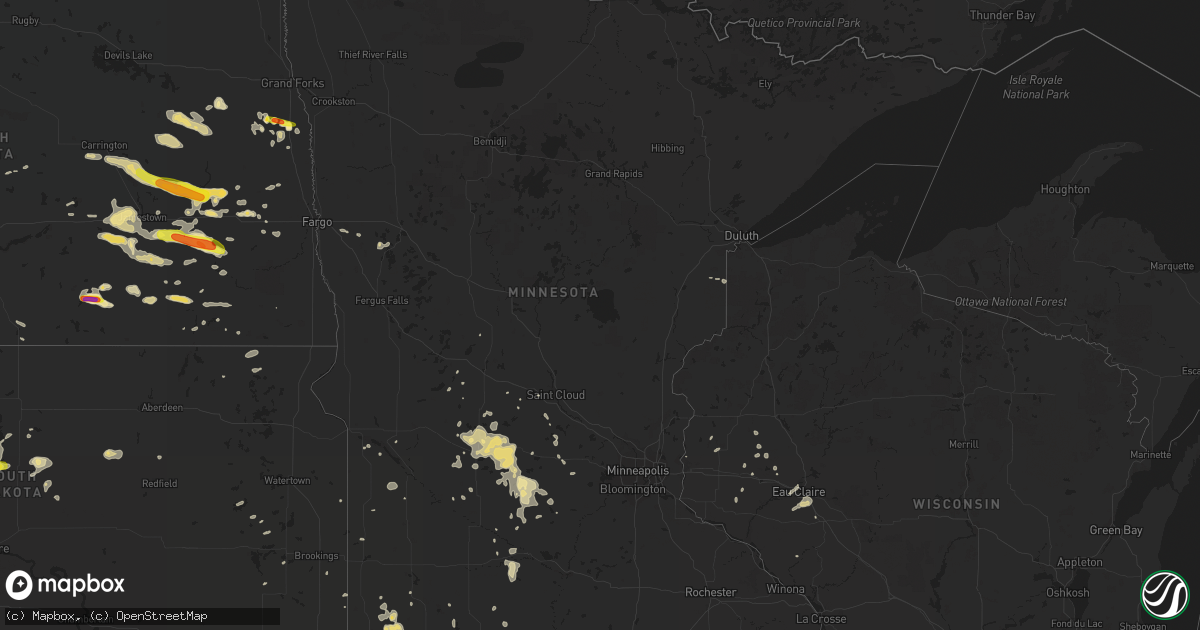 Hail map in Minnesota on June 5, 2018