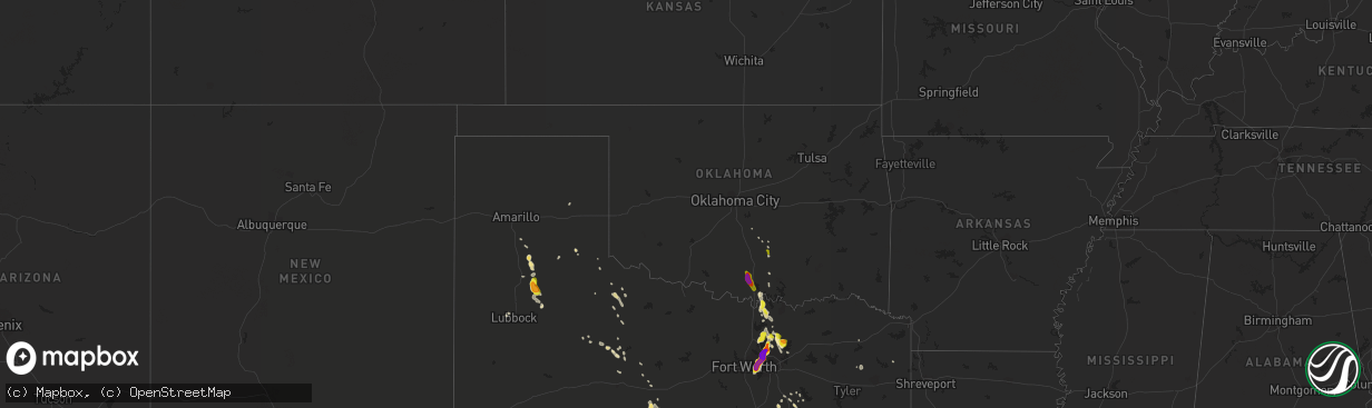 Hail map in Oklahoma on June 5, 2018