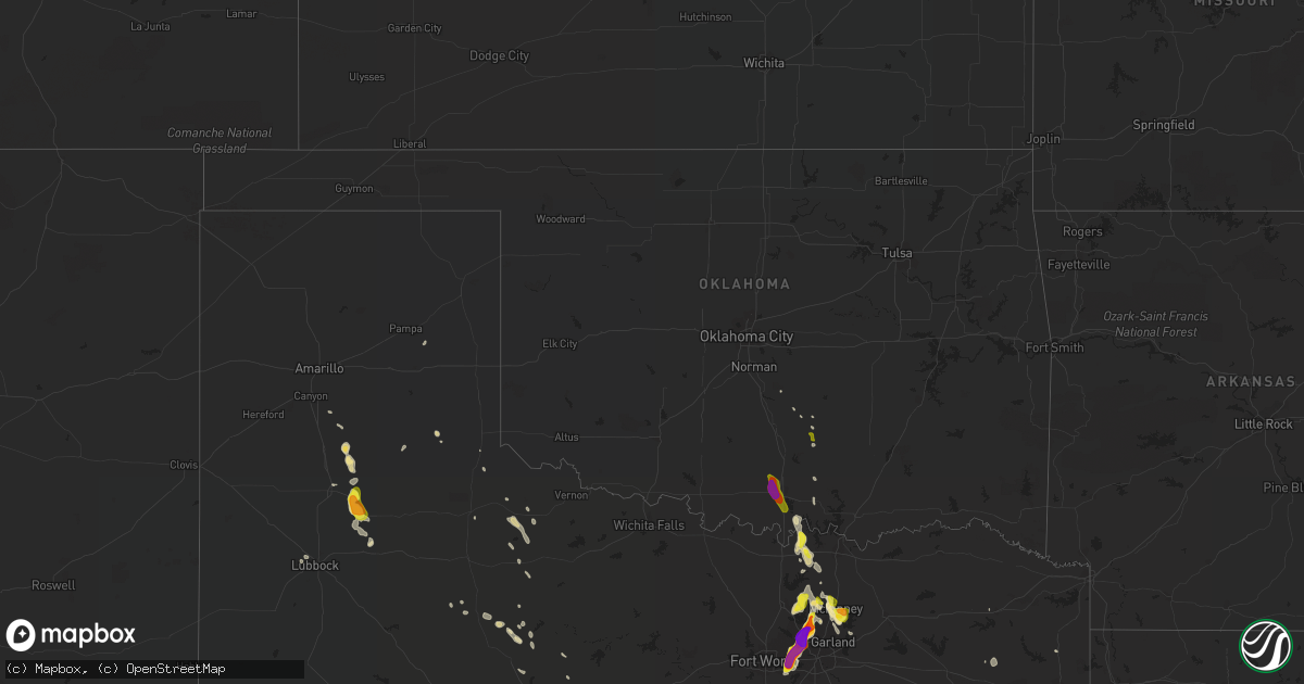 Hail map in Oklahoma on June 5, 2018