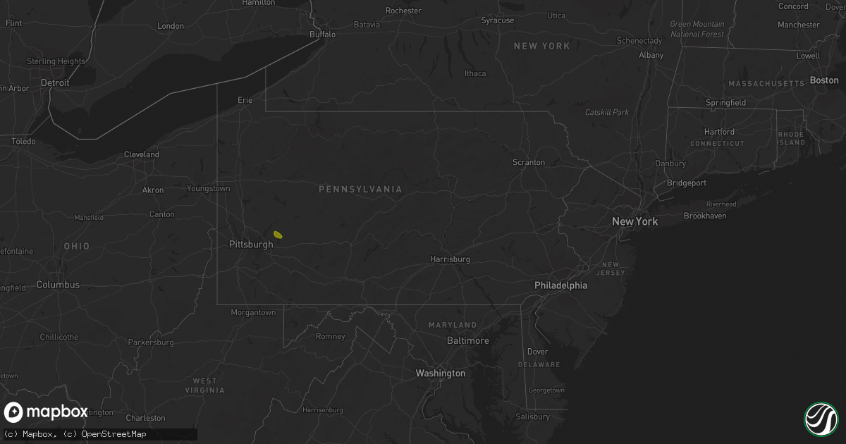 Hail map in Pennsylvania on June 5, 2018