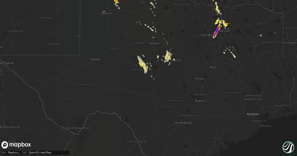 Hail map in Texas on June 5, 2018