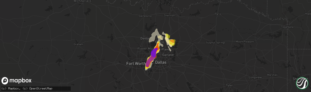 Hail map in The Colony, TX on June 5, 2018