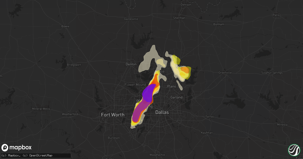 Hail map in The Colony, TX on June 5, 2018