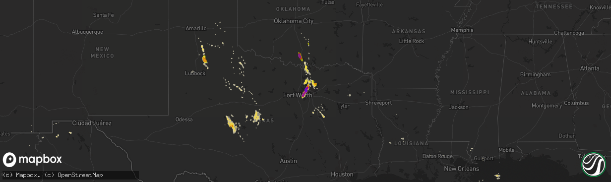 Hail map on June 5, 2018