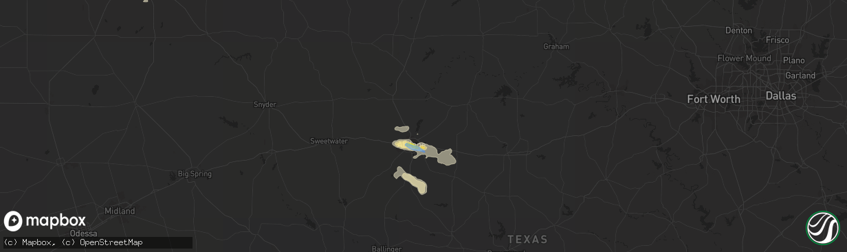 Hail map in Abilene, TX on June 5, 2019