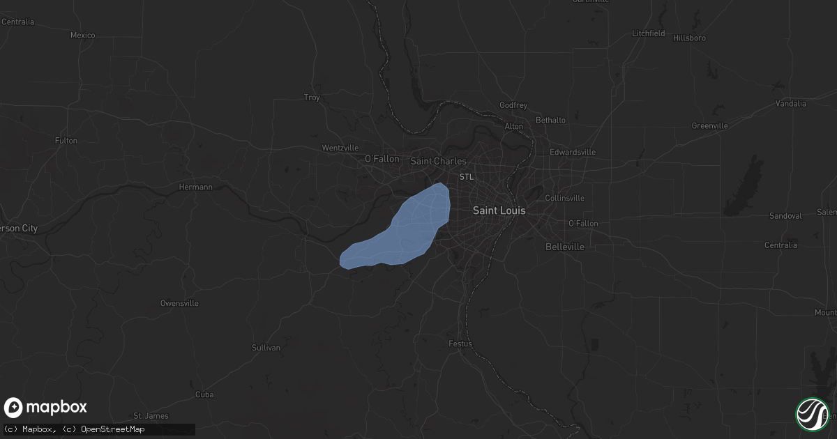 Hail map in Ballwin, MO on June 5, 2019