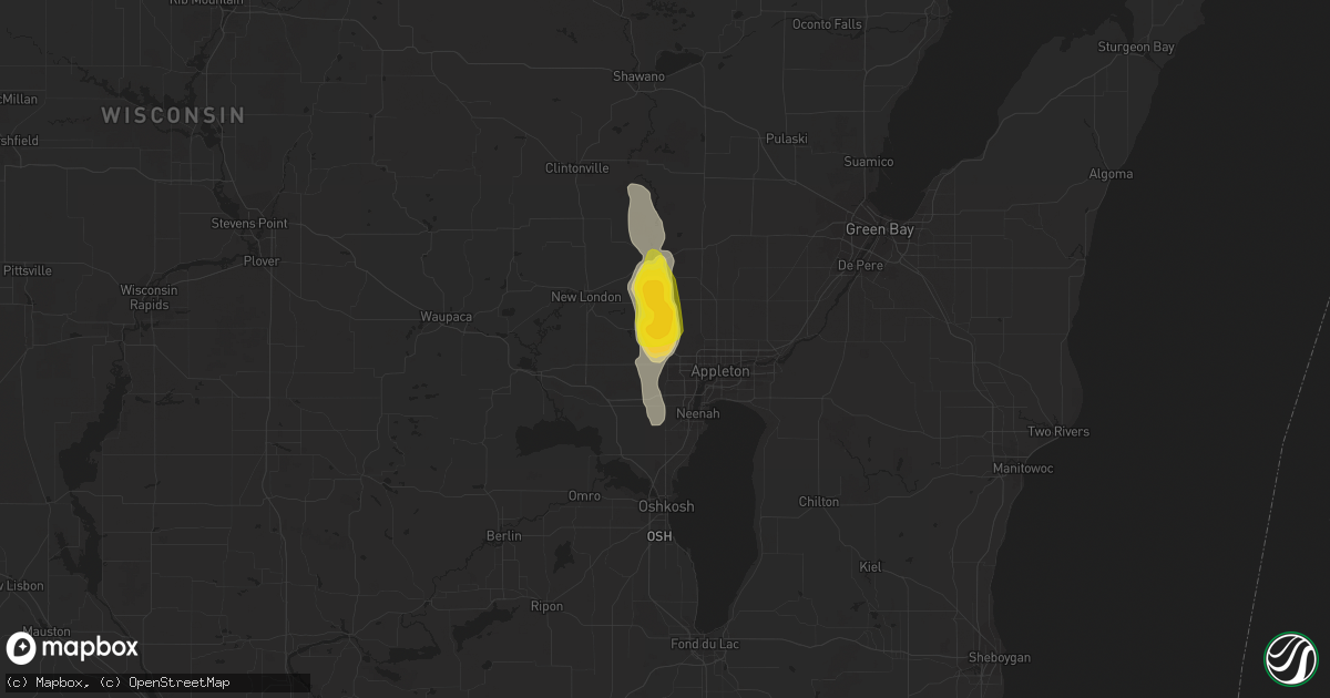 Hail map in Greenville, WI on June 5, 2019
