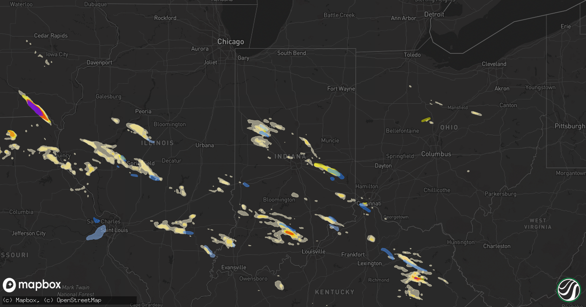 Hail map in Indiana on June 5, 2019