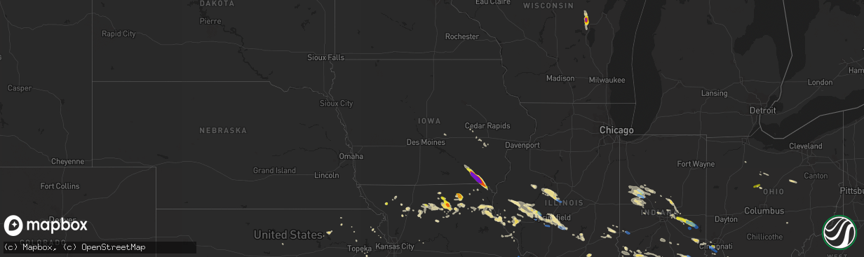 Hail map in Iowa on June 5, 2019