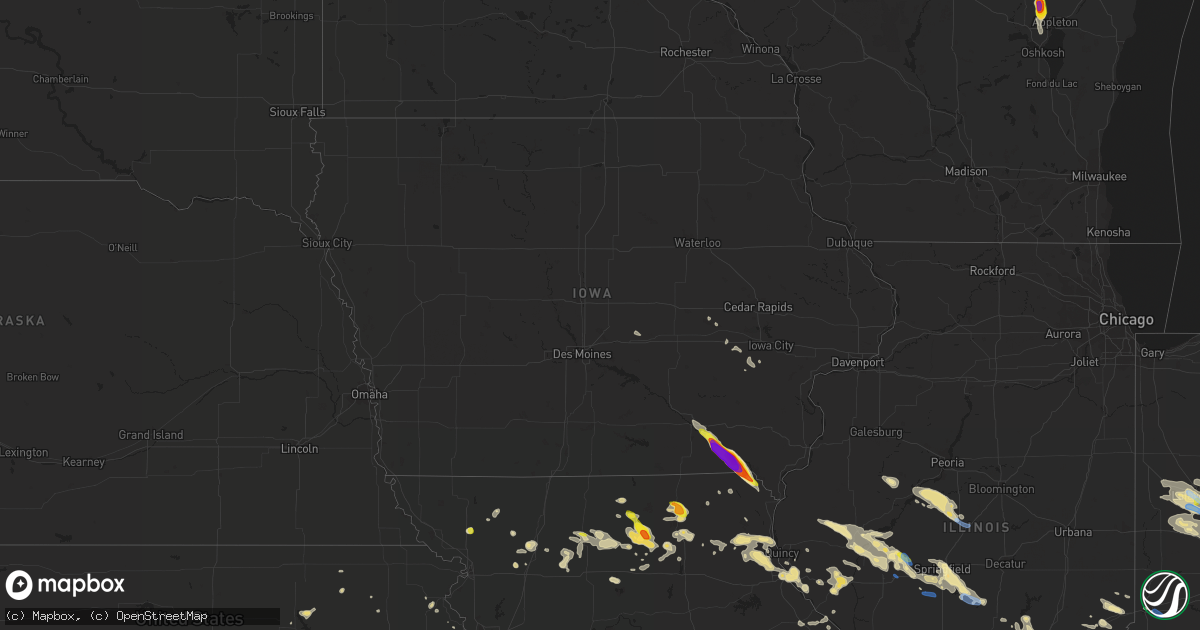 Hail map in Iowa on June 5, 2019