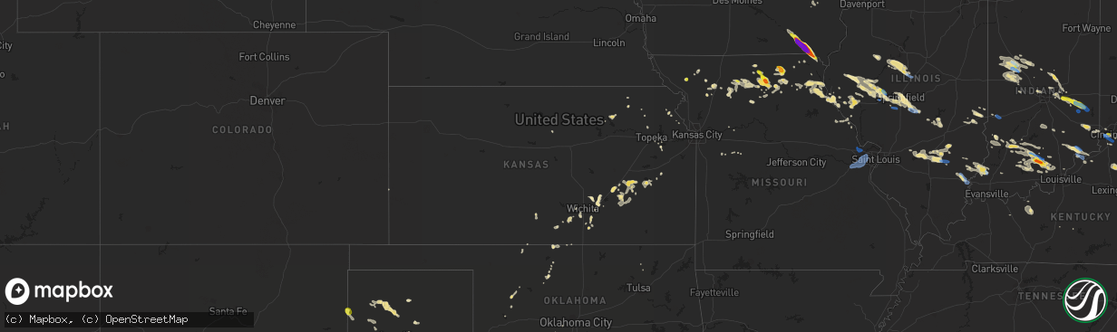 Hail map in Kansas on June 5, 2019