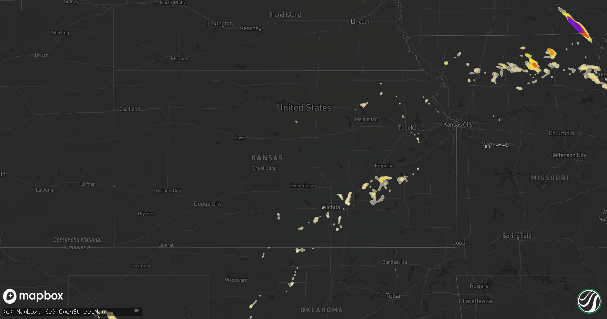 Hail map in Kansas on June 5, 2019