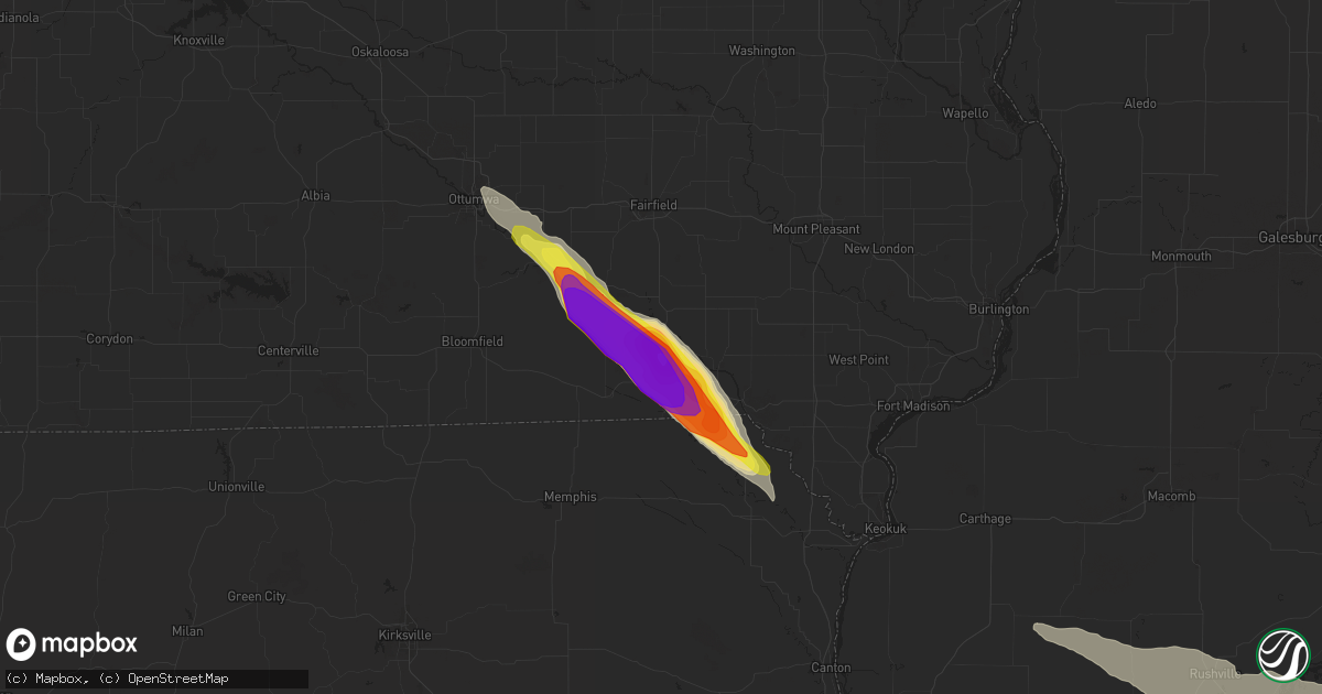 Hail map in Keosauqua, IA on June 5, 2019