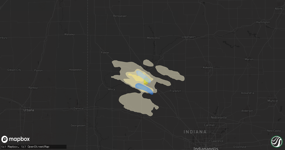 Hail map in Lafayette, IN on June 5, 2019
