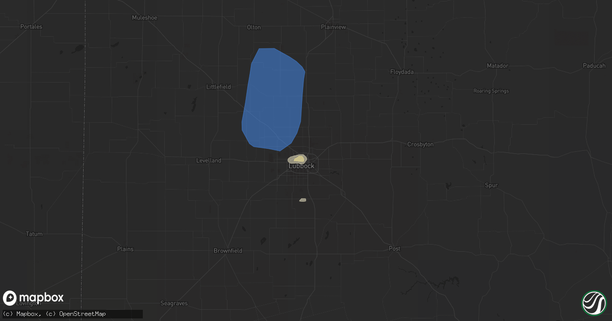 Hail map in Lubbock, TX on June 5, 2019