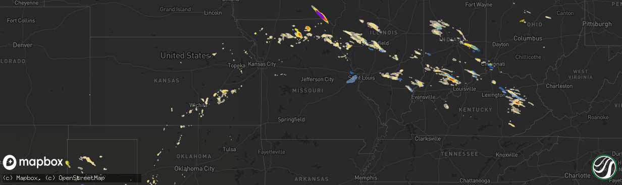 Hail map in Missouri on June 5, 2019