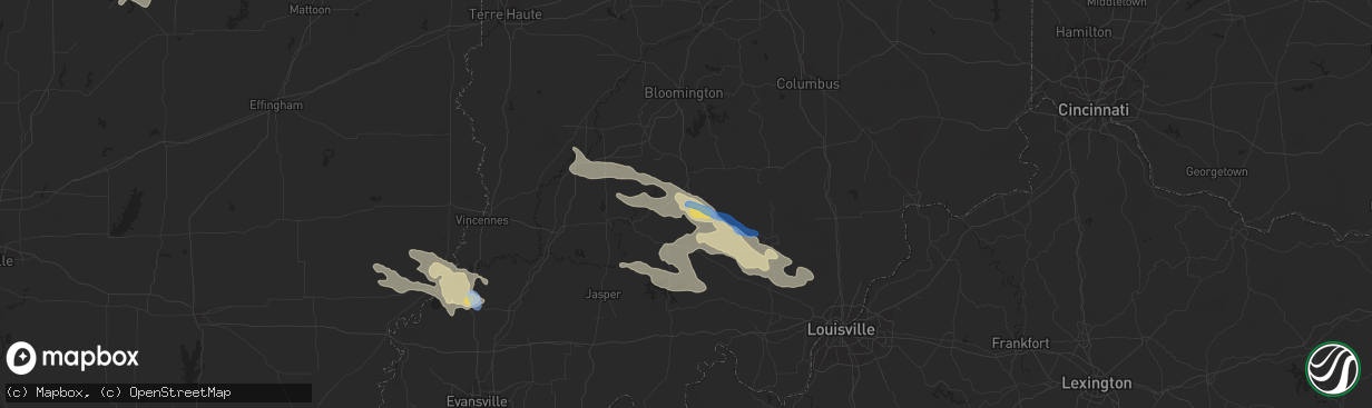 Hail map in Mitchell, IN on June 5, 2019