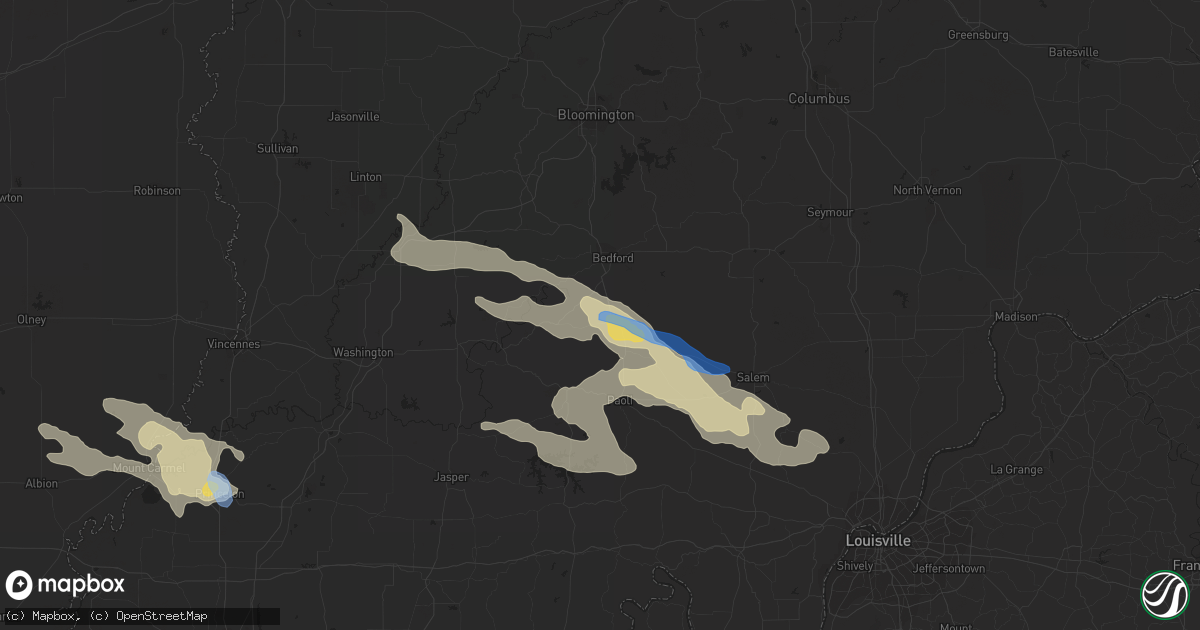 Hail map in Mitchell, IN on June 5, 2019