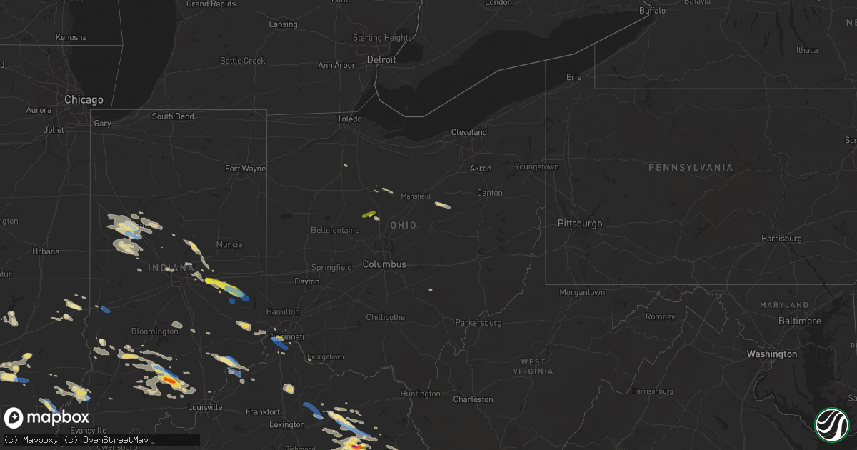 Hail map in Ohio on June 5, 2019