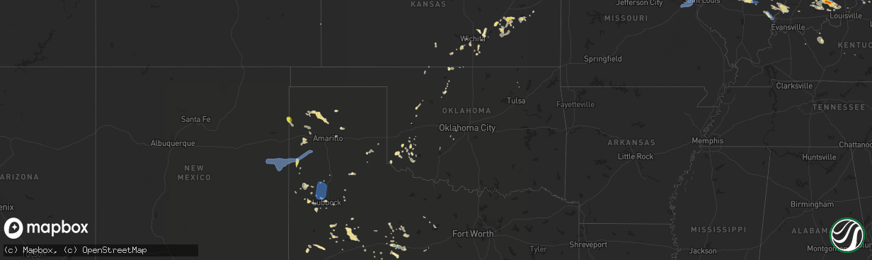 Hail map in Oklahoma on June 5, 2019