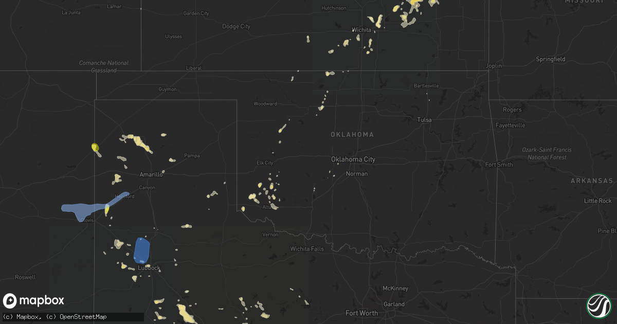 Hail map in Oklahoma on June 5, 2019