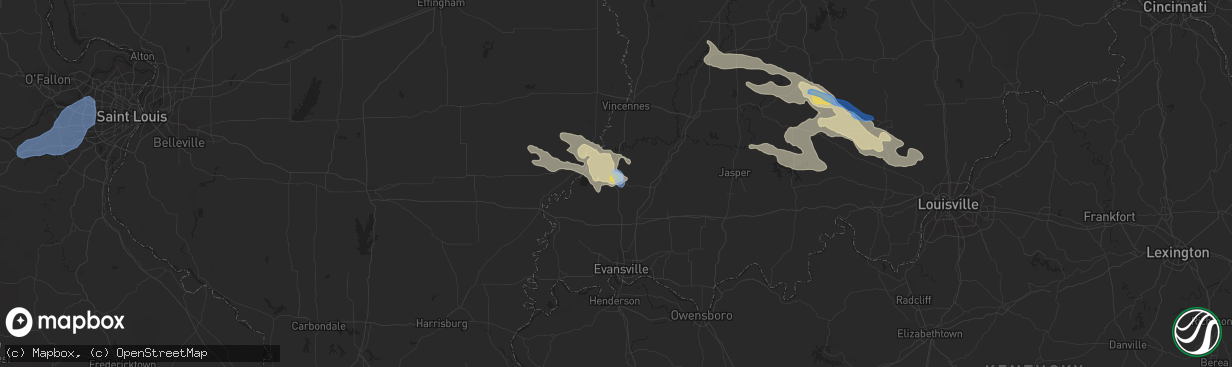 Hail map in Princeton, IN on June 5, 2019