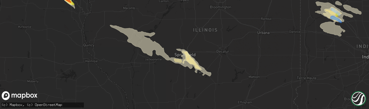 Hail map in Springfield, IL on June 5, 2019