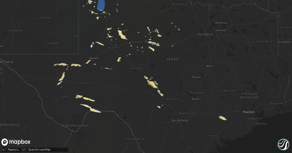 Hail map in Texas on June 5, 2019