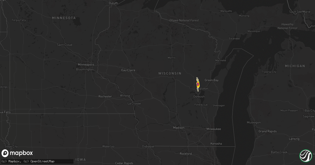 Hail map in Wisconsin on June 5, 2019
