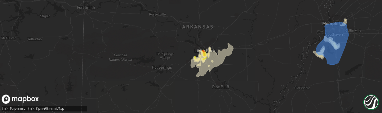 Hail map in Alexander, AR on June 5, 2020