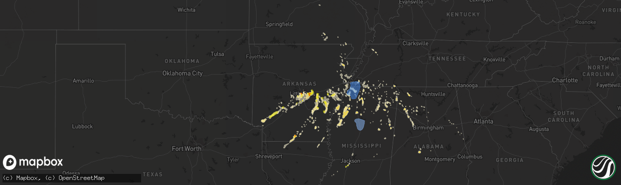 Hail map in Arkansas on June 5, 2020