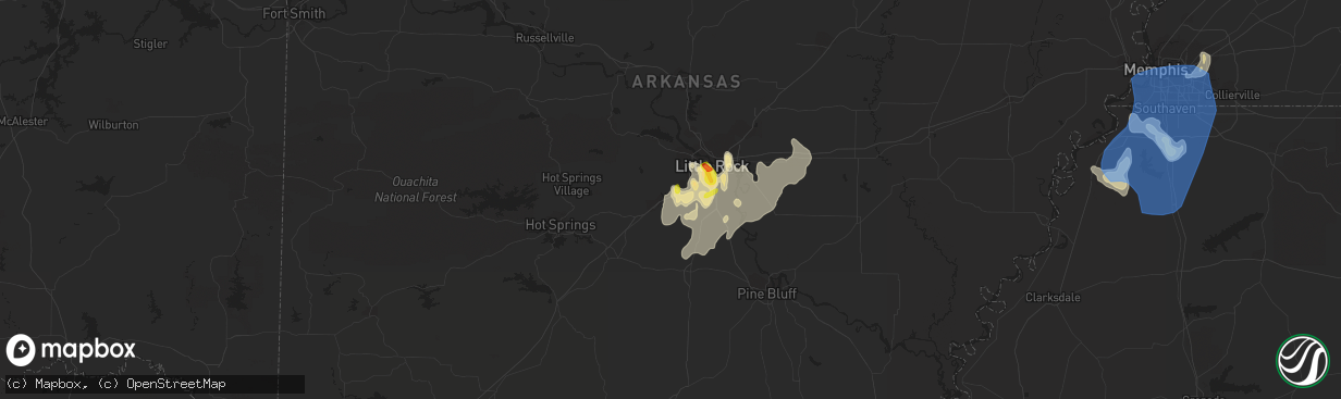 Hail map in Bryant, AR on June 5, 2020