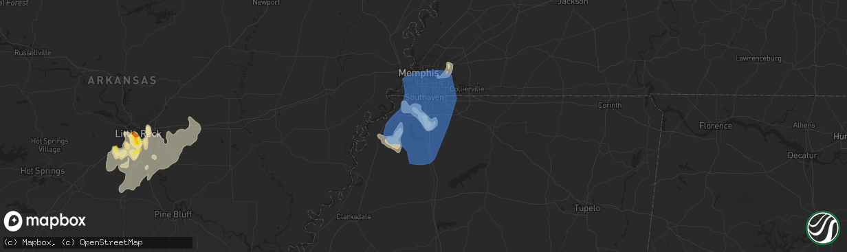 Hail map in Hernando, MS on June 5, 2020