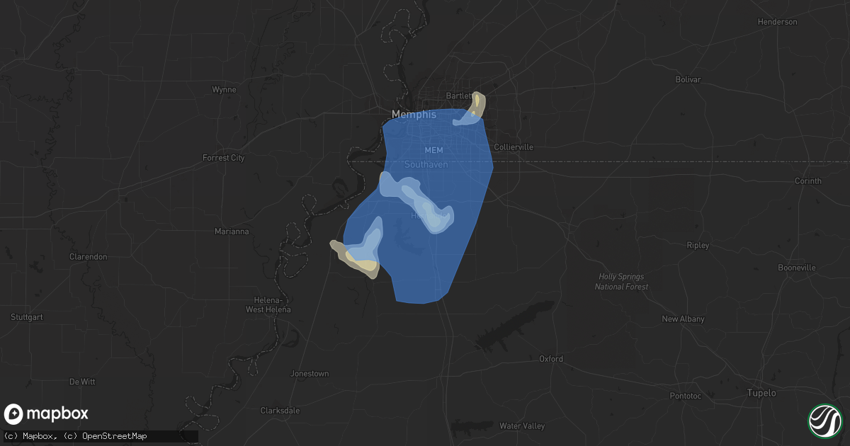 Hail map in Hernando, MS on June 5, 2020