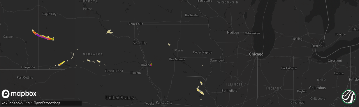 Hail map in Iowa on June 5, 2020