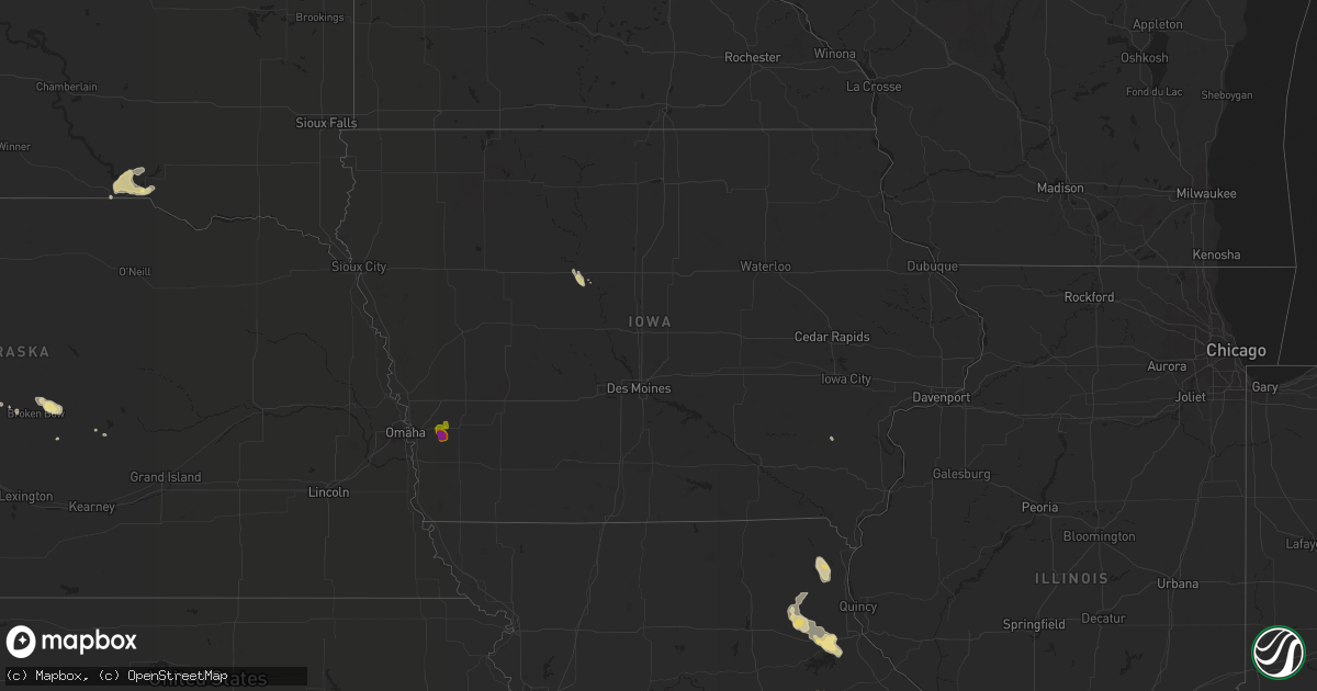 Hail map in Iowa on June 5, 2020