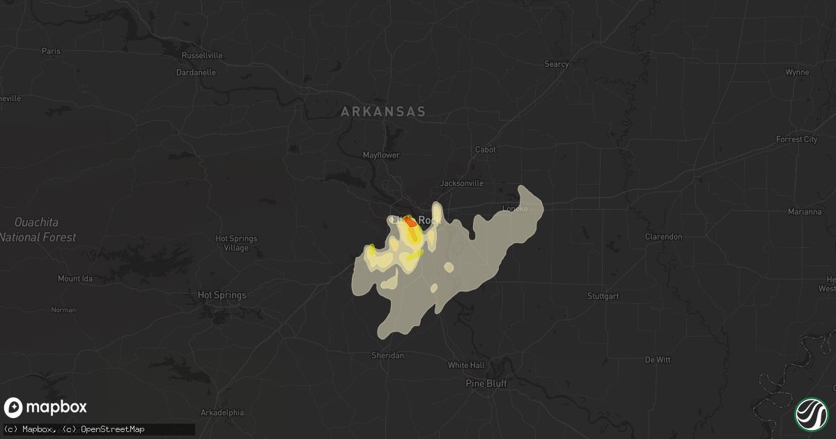 Hail map in Little Rock, AR on June 5, 2020