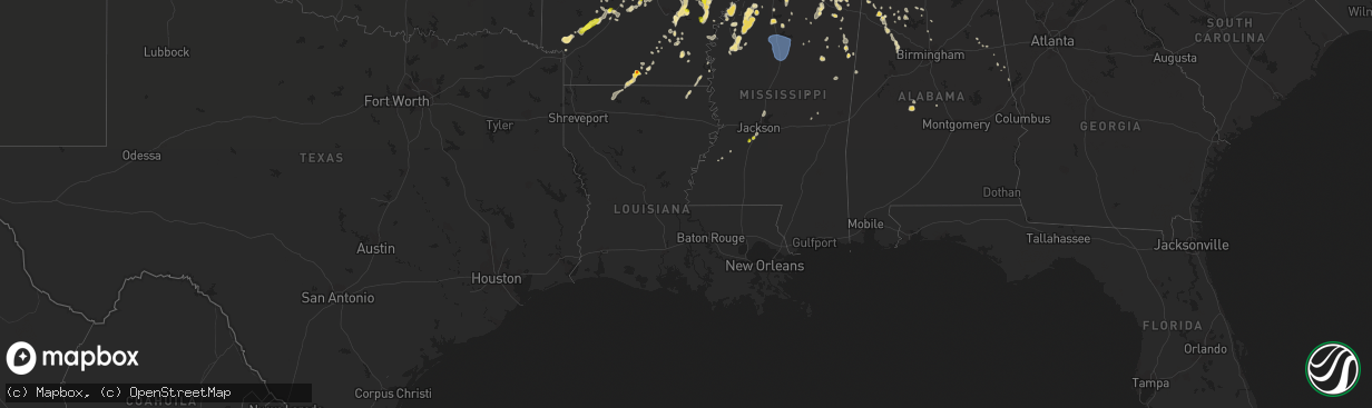 Hail map in Louisiana on June 5, 2020