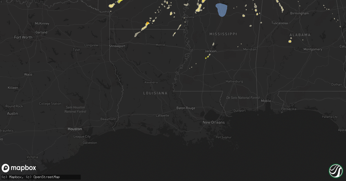 Hail map in Louisiana on June 5, 2020
