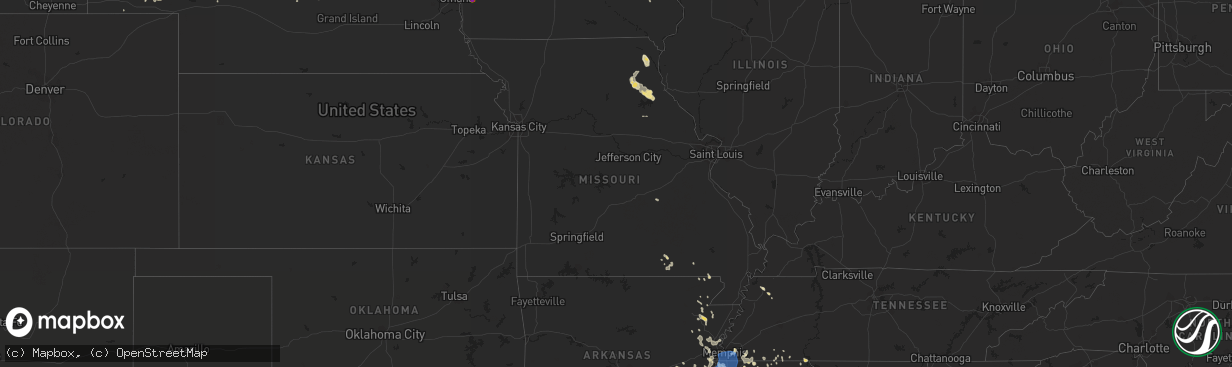 Hail map in Missouri on June 5, 2020