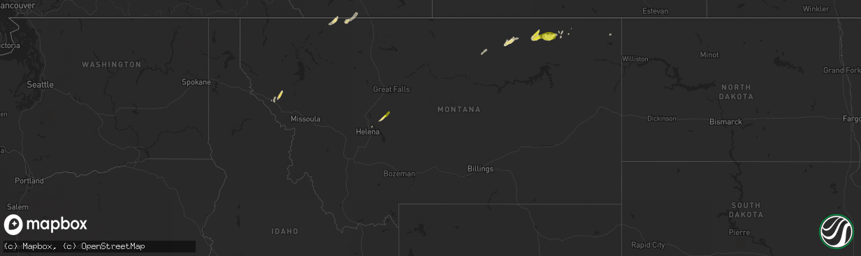 Hail map in Montana on June 5, 2020