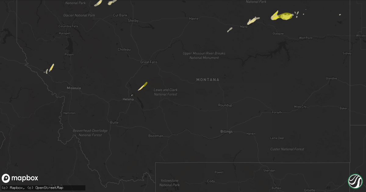 Hail map in Montana on June 5, 2020