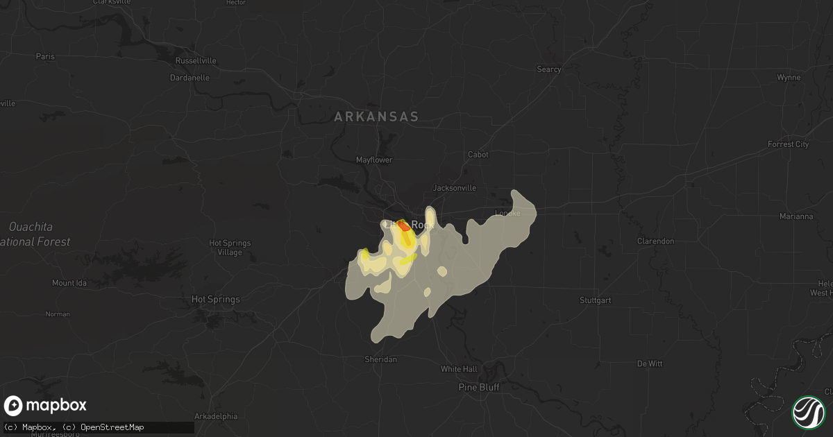 Hail map in North Little Rock, AR on June 5, 2020