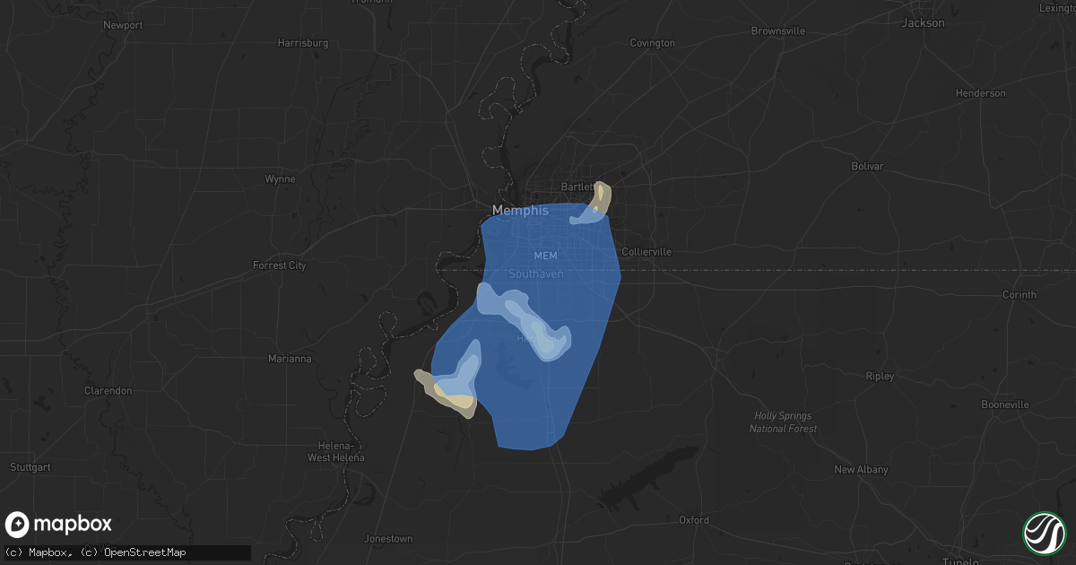 Hail map in Southaven, MS on June 5, 2020