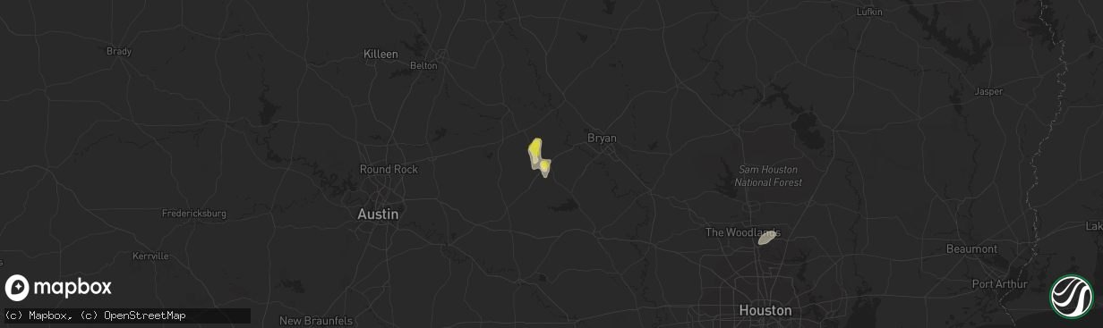 Hail map in Caldwell, TX on June 5, 2021