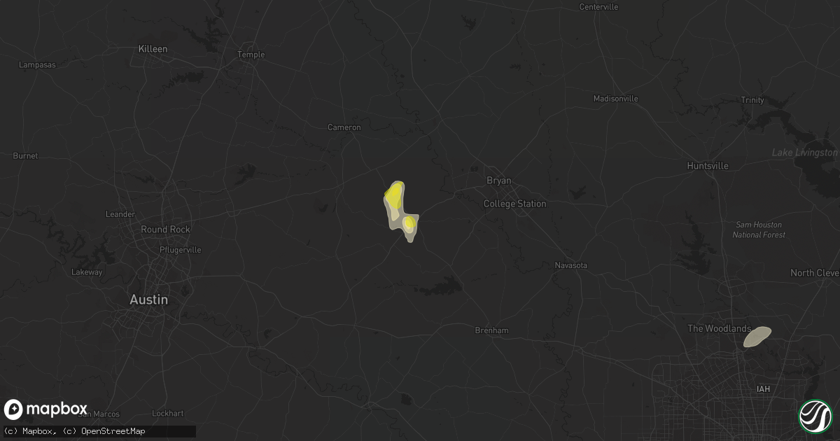 Hail map in Caldwell, TX on June 5, 2021