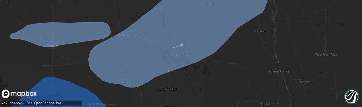 Hail map in Devils Lake, ND on June 5, 2021