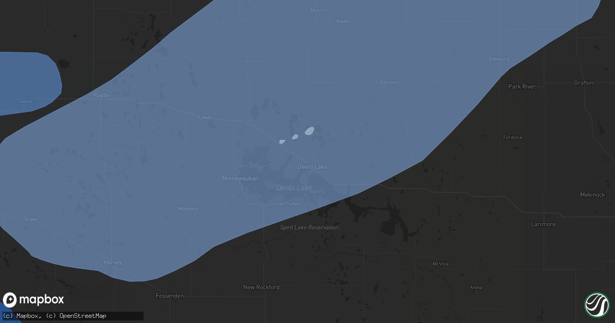Hail map in Devils Lake, ND on June 5, 2021