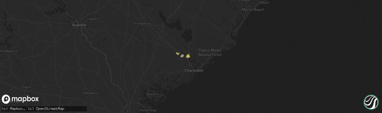 Hail map in Goose Creek, SC on June 5, 2021